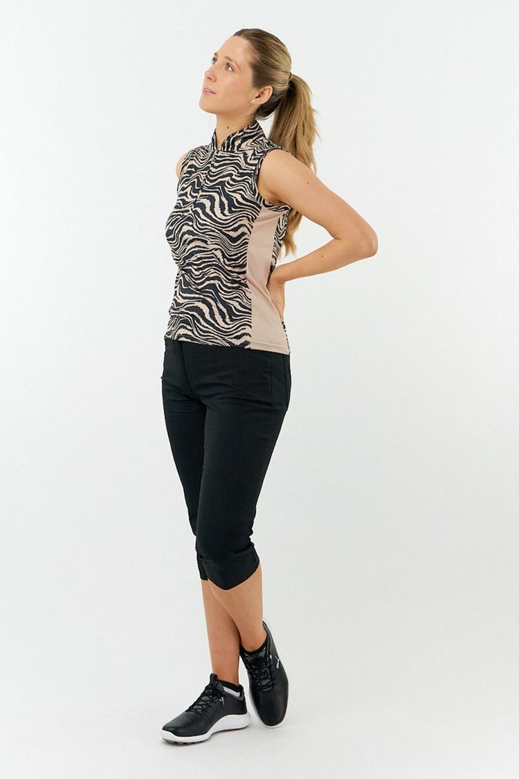 Picture of Pure Golf Ladies Bay Sleeveless Polo Shirt - Sand Safari - UK Only