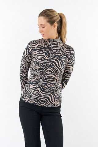 Picture of Pure Golf zns Ladies Serenity Mid Quarter Zip Top - Sand Safari