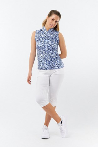 Show details for Pure Golf Ladies Rise Sleeveless Polo Shirt - Indigo Jungle - XS Only