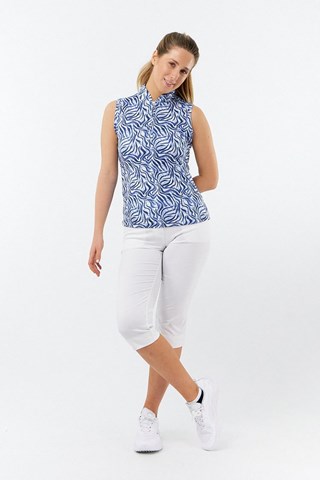 Picture of Pure Golf Ladies Rise Sleeveless Polo Shirt - Indigo Jungle - XS Only