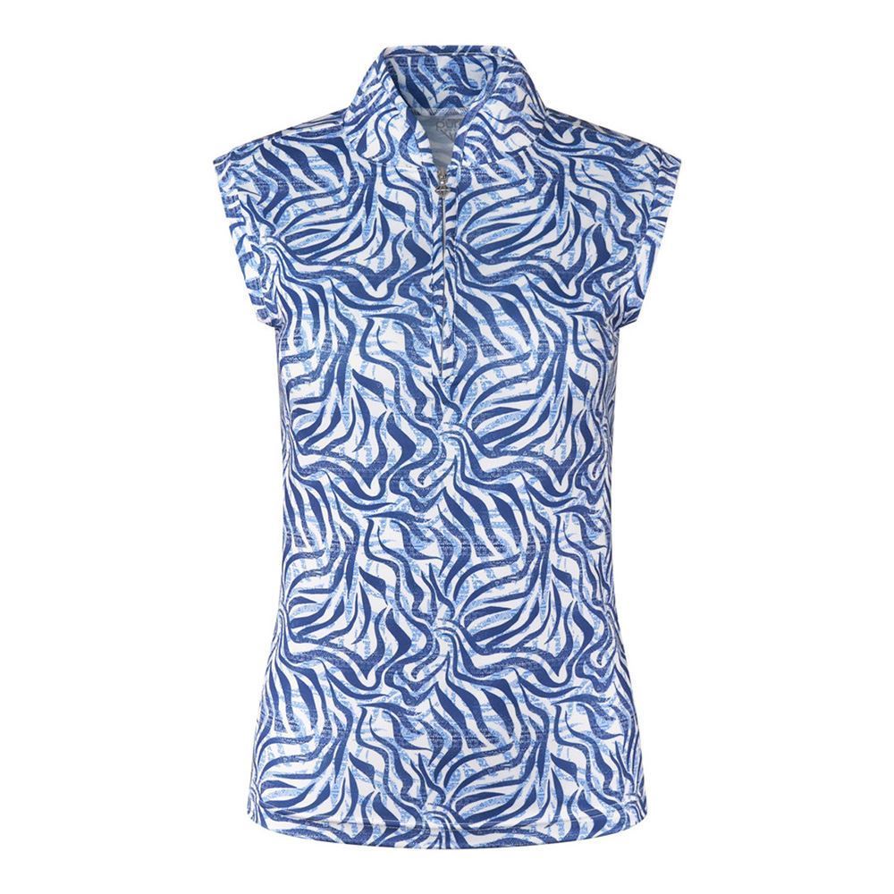 Picture of Pure Golf Ladies Rise Sleeveless Polo Shirt - Indigo Jungle - XS Only