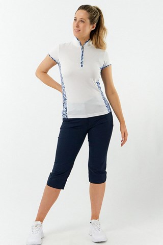 Picture of Pure Golf zns  Ladies Bliss Cap Sleeve Polo Shirt - Indigo Jungle - XS Only