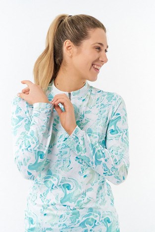 Show details for Pure Golf Ladies Serenity Mid Quarter Zip Top - Aquamarine Lake - XS Only