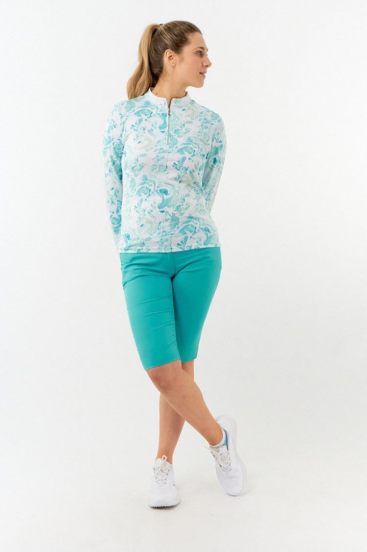 Picture of Pure Golf Ladies Serenity Mid Quarter Zip Top - Aquamarine Lake - XS Only