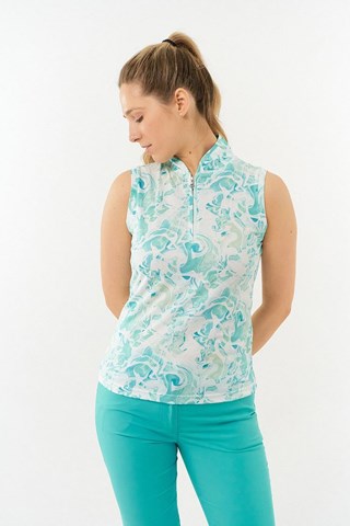 Picture of Pure Golf Ladies Rise Sleeveless Polo Shirt - Aquamarine Lake - XS Only