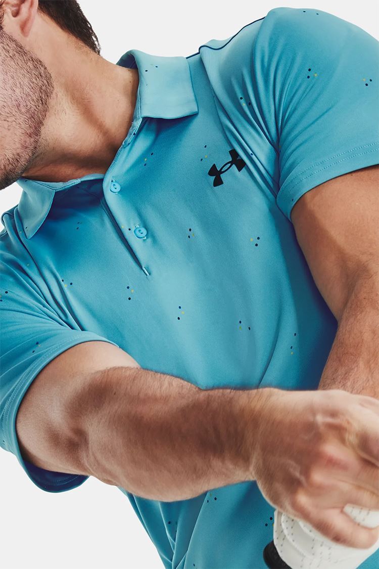 Picture of Under Armour Men's UA Playoff 3.0 Printed Polo Shirt - Glacier Blue / Starfruit 433
