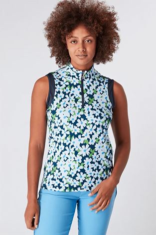 Show details for Swing out Sister Ladies Serena Block Sleeveless Polo - Daisy Chain