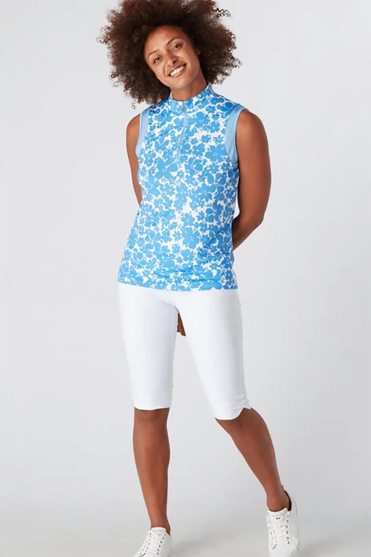 Picture of Swing out Sister Ladies Serena Block Sleeveless Polo - Full Bloom