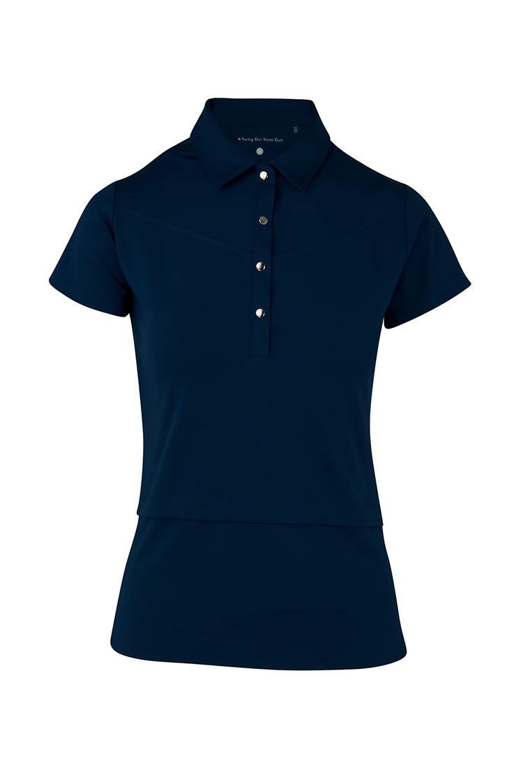 Picture of Swing out Sister Ladies Amelie Cap Sleeve Polo Shirt - Navy Blazer