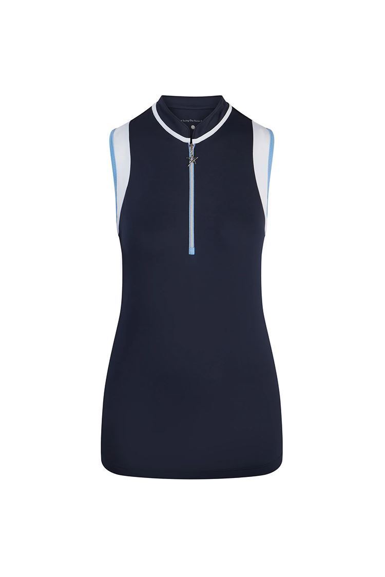 Picture of Swing out Sister Ladies Alice Sleeveless Polo Shirt - Navy Blazer