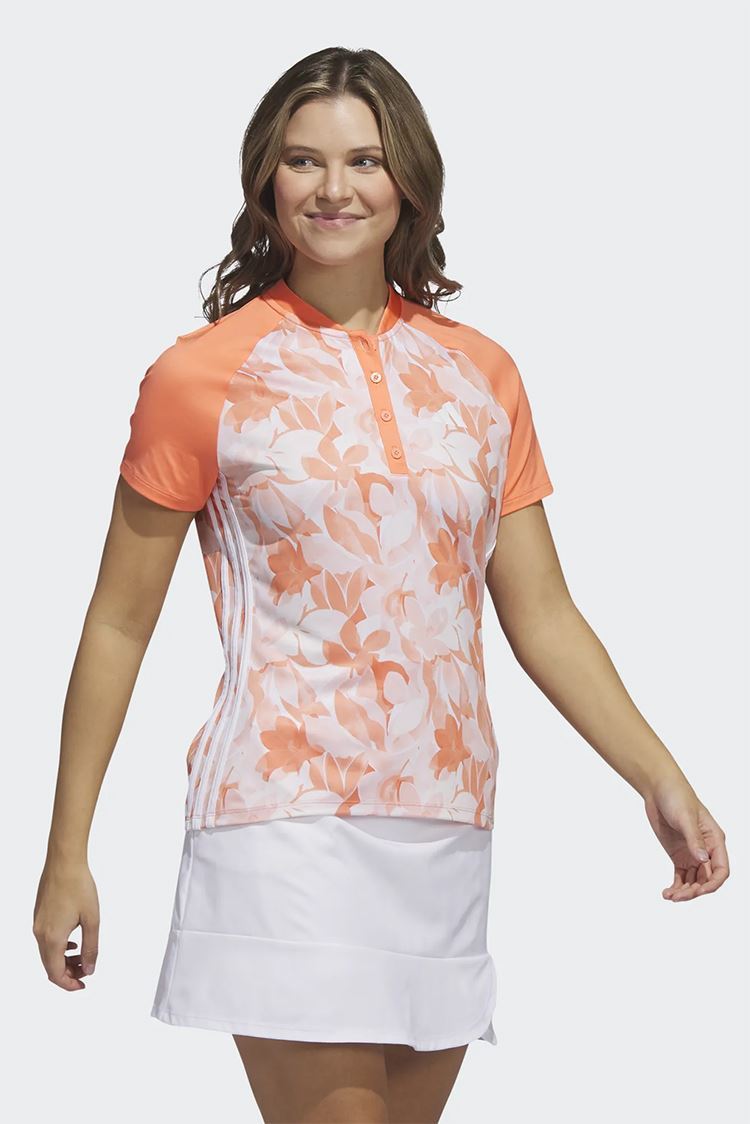 Picture of adidas Women's Floral Short Sleeve Polo - Coral Fusion