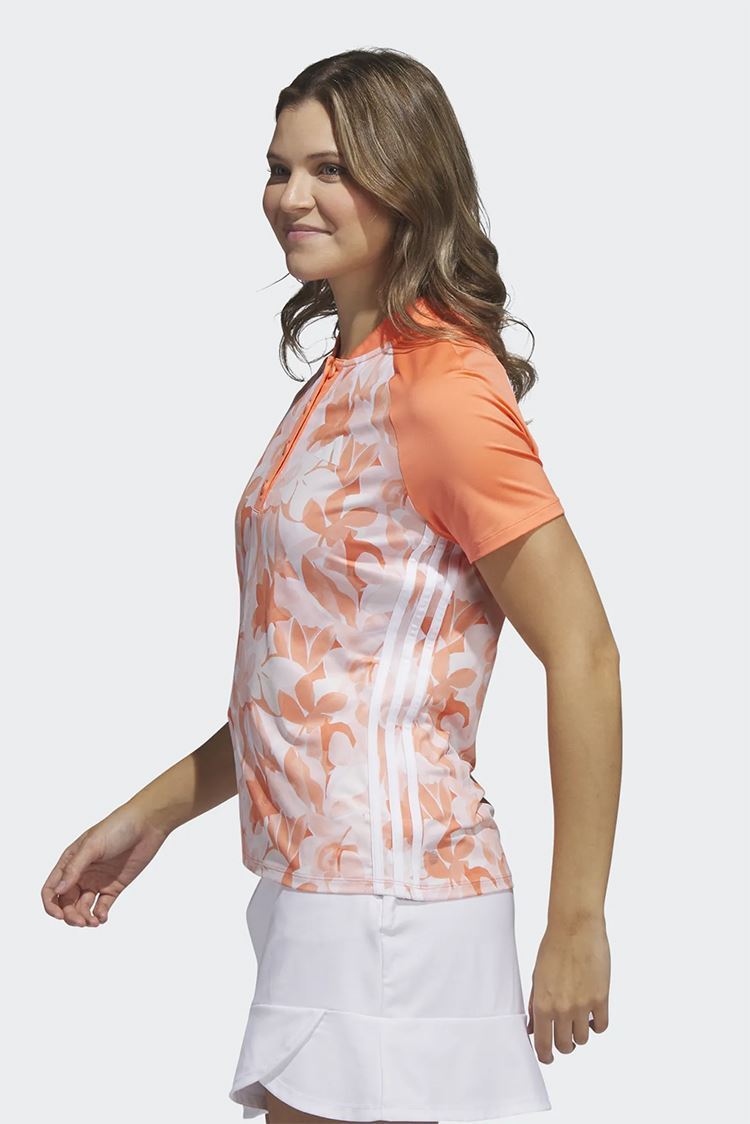 Picture of adidas Women's Floral Short Sleeve Polo - Coral Fusion
