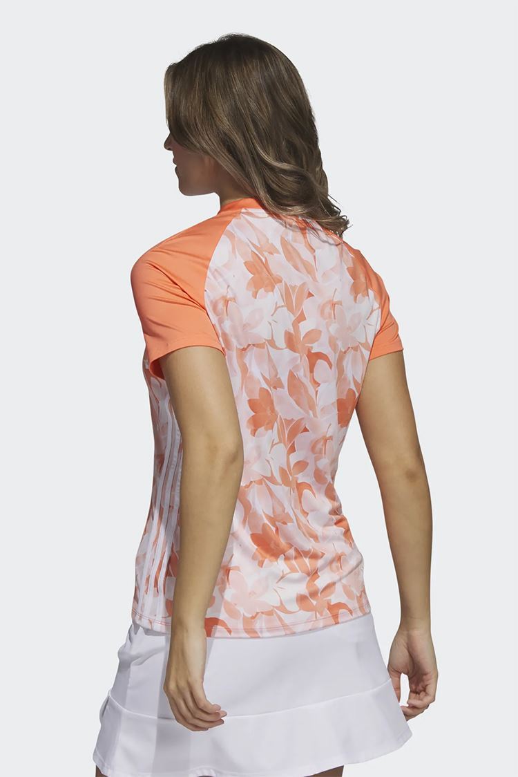 Picture of adidas Women's Floral Short Sleeve Polo - Coral Fusion