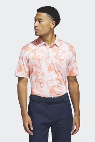 Show details for adidas Men's Floral Polo Shirt - Coral Fusion / White