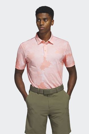 Show details for adidas Men's Flower Mesh Polo Shirt - Coral Fusion / White