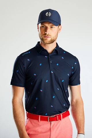 Picture of Ping Men's Two Tone Polo Shirt - Navy / Poppy Multi