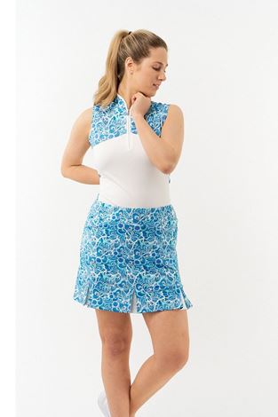 Show details for Pure Golf Ladies Harmony Sleeveless Polo - Peacock Swirl