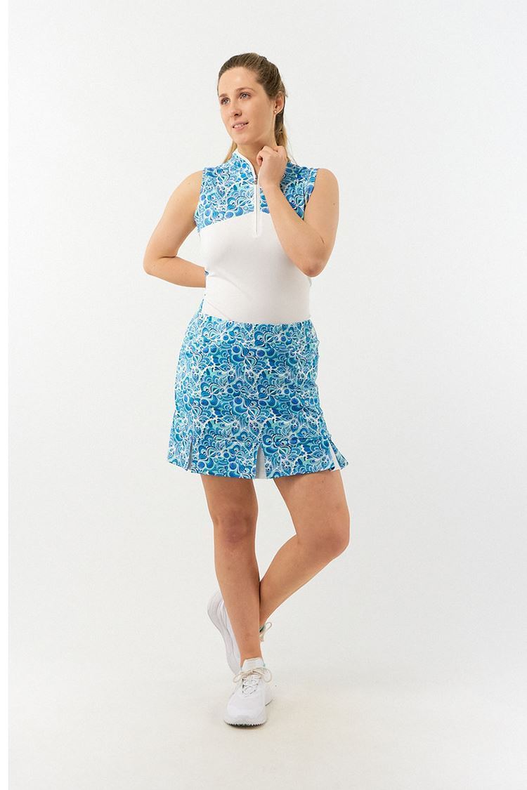 Picture of Pure Golf Ladies Harmony Sleeveless Polo - Peacock Swirl