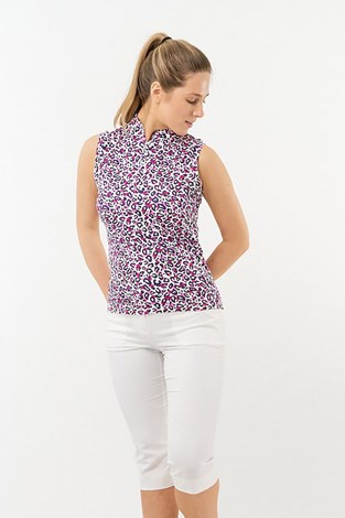 Show details for Pure Golf Ladies Rise Sleeveless Polo Shirt - Leo Pop - XS Only
