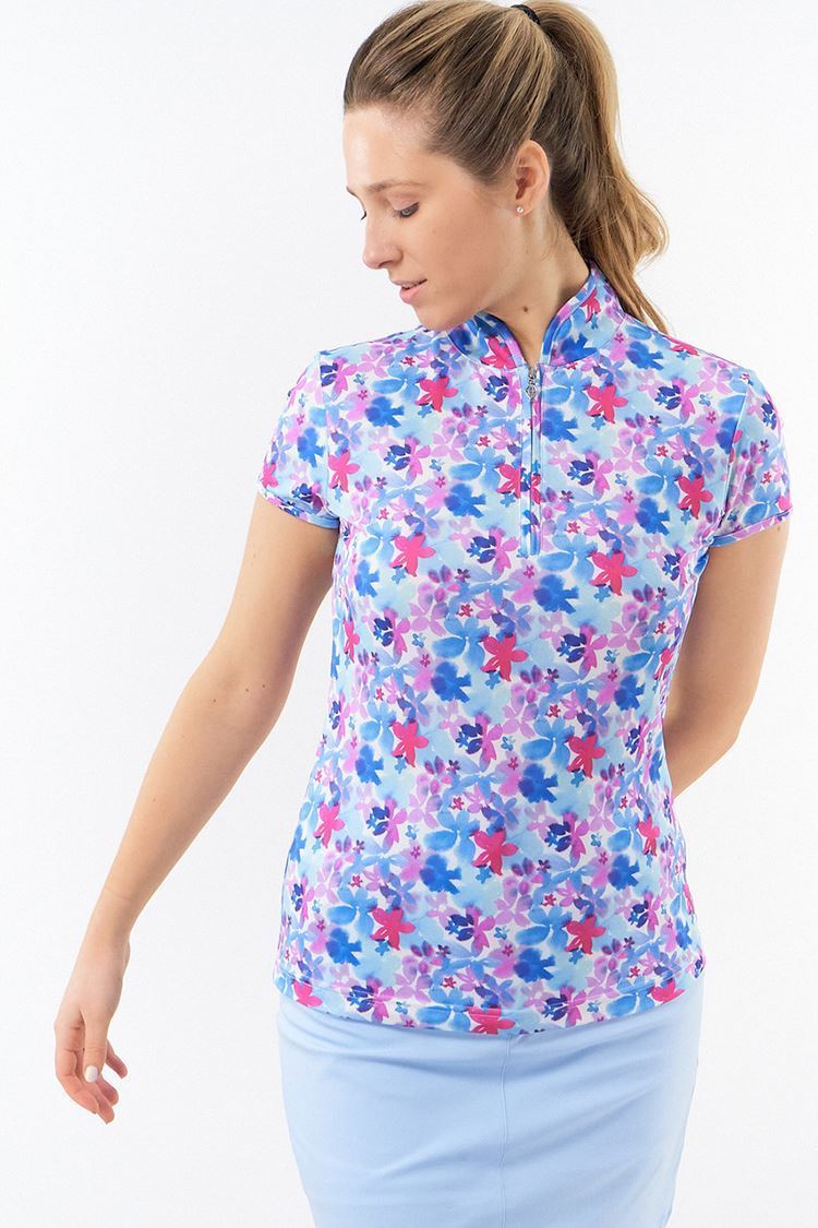 Picture of Pure Golf zns Ladies Rise Cap Sleeve Polo shirt - Watercolour Daydream - XS Only
