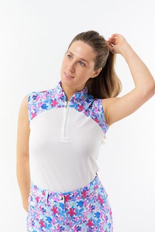 Show details for Pure Golf Ladies Spirit Sleeveless Polo Shirt - Watercolour Daydream