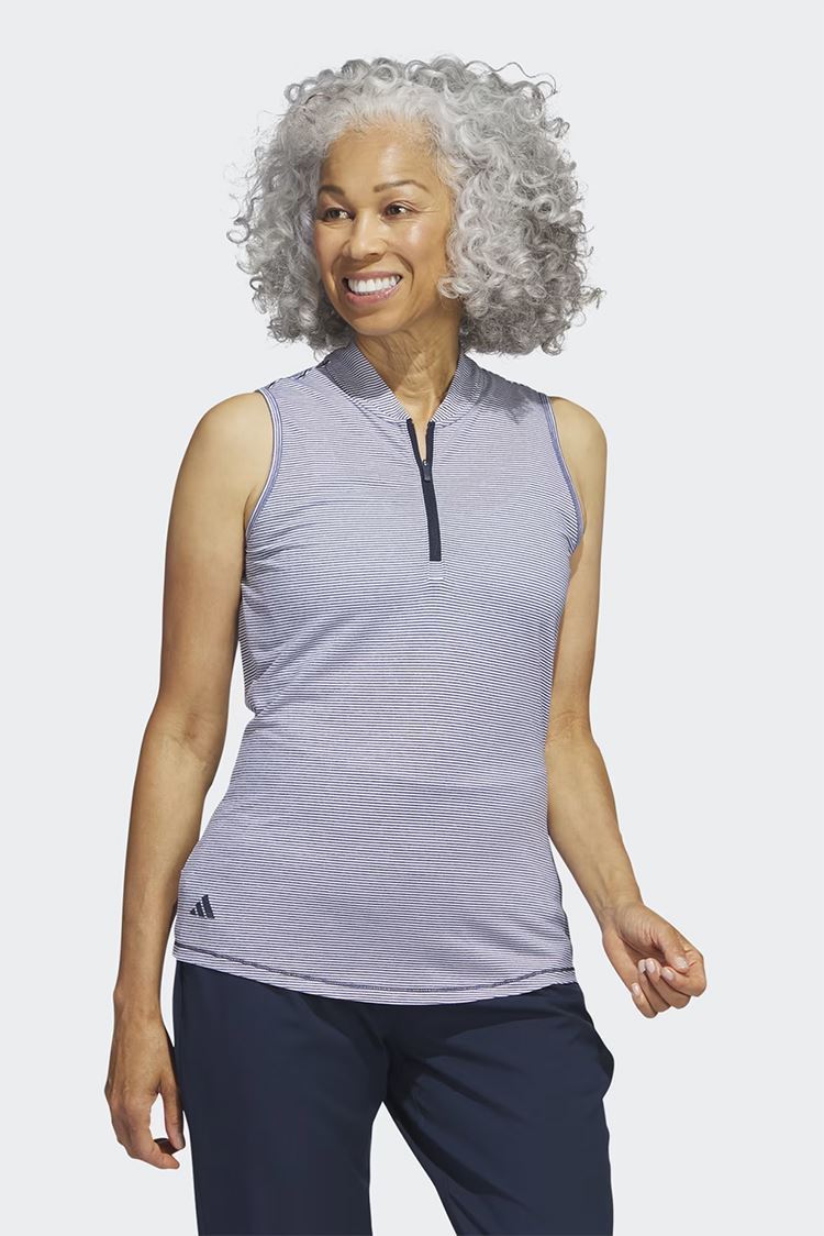 Picture of adidas Women's Ottoman Sleeveless Polo Shirt - Collegiate Navy / White