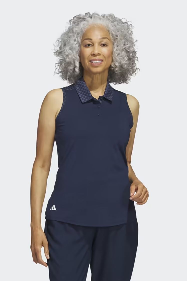 Picture of adidas Women's Ultimate 365 Print Sleeveless Polo - Collegiate Navy / Shadow