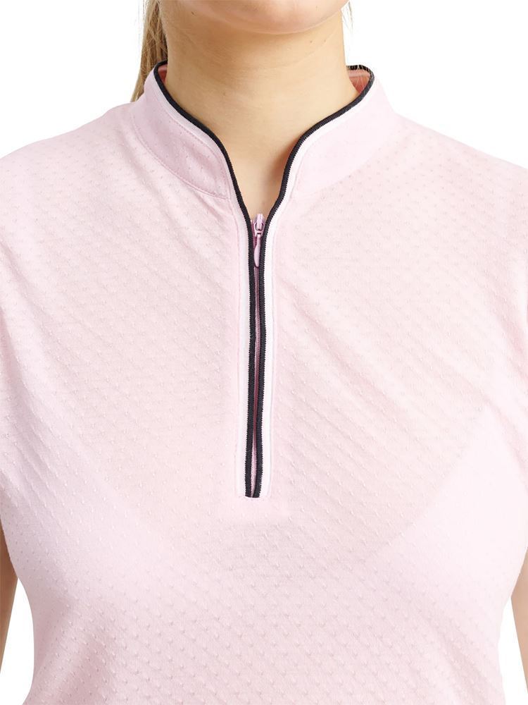 Picture of Abacus Ladies Erin Sleeveless Polo Shirt - Begonia / White