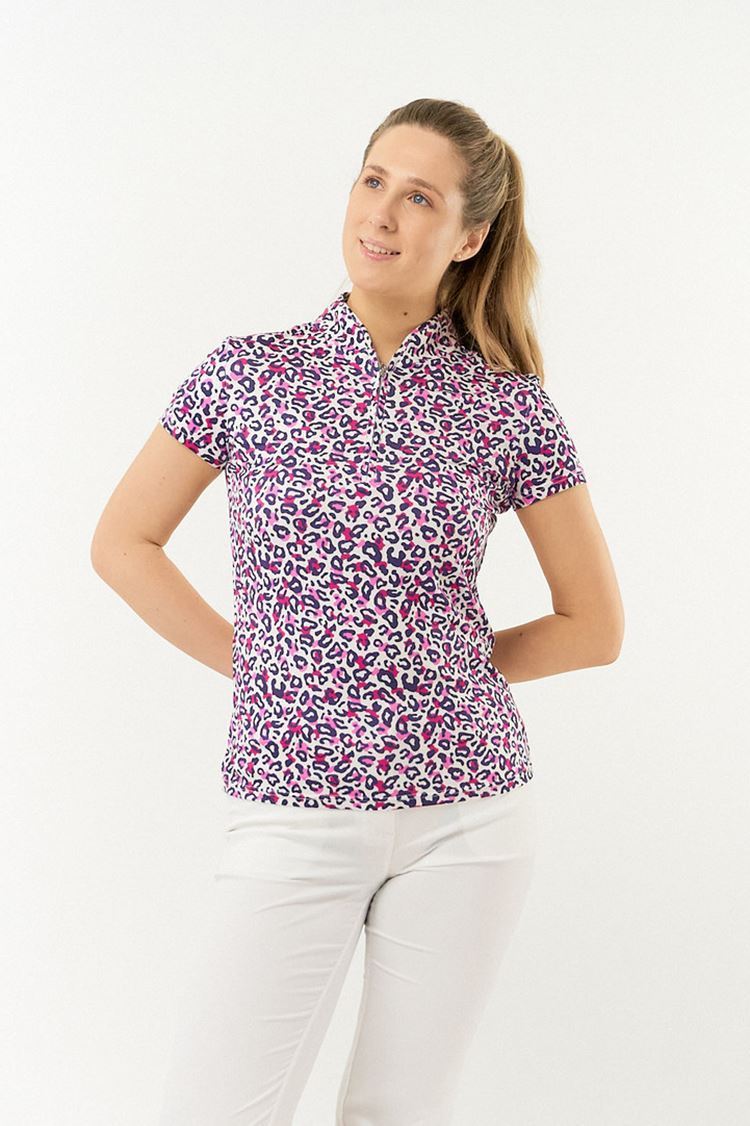 Picture of Pure Golf zns Ladies Rise Cap Sleeve Polo Shirt - Leo Pop