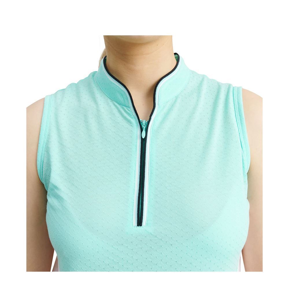 Picture of Abacus Ladies Erin Sleeveless Polo Shirt - Aqua / White