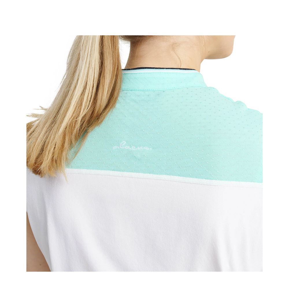 Picture of Abacus Ladies Erin Sleeveless Polo Shirt - Aqua / White