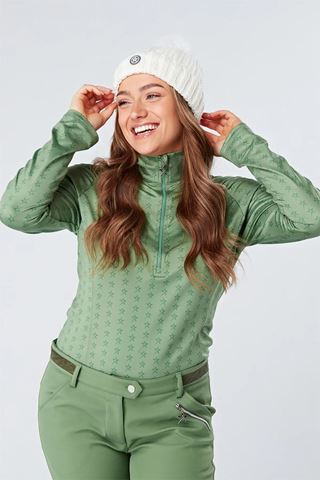 Picture of Swing out Sister Ladies Stardust 1/4 Zip Top - Sage Magic Stars