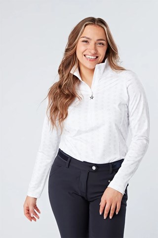 Picture of Swing out Sister zns Ladies Stardust 1/4 Zip Top - White Magic Stars
