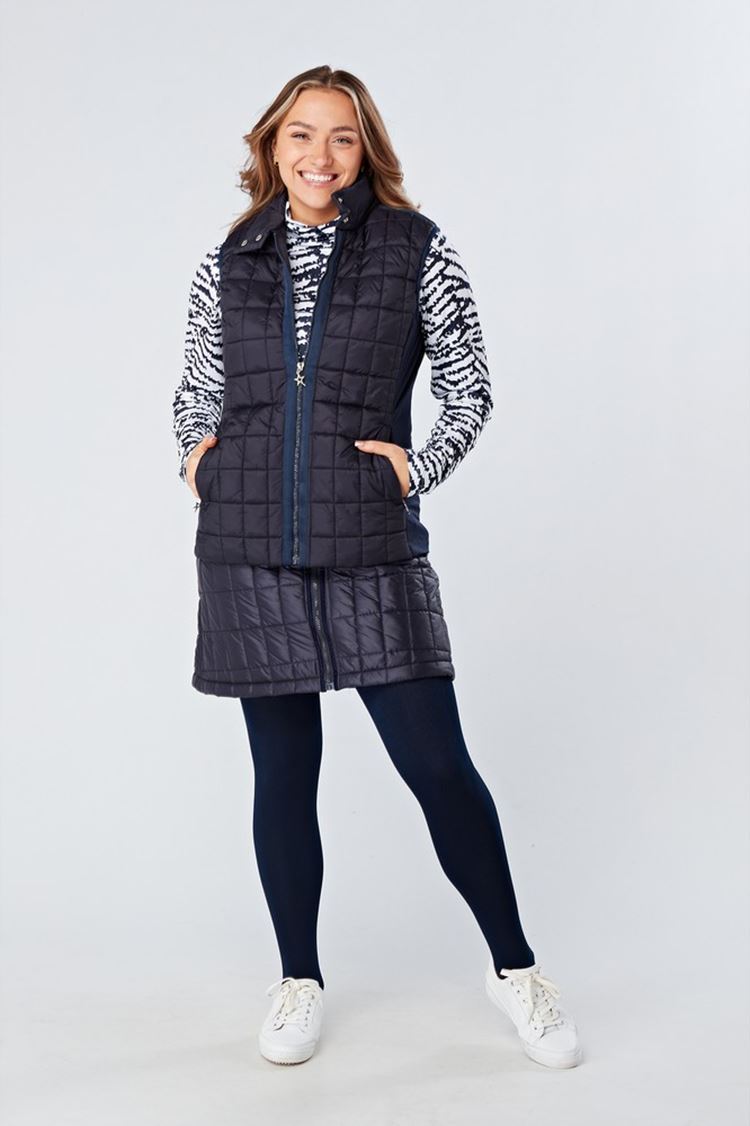 Picture of Swing out Sister Ladies Ada Roll Neck Top - Navy / White Pattern