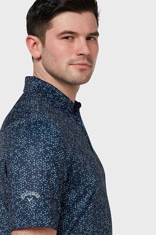 Show details for Callaway Men's All Over Chev Print Polo Shirt - Peacoat 410