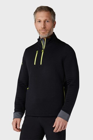 Picture of Callaway zns Men's Midweight Textured Quarter Zip - Caviar / Yellow Plum