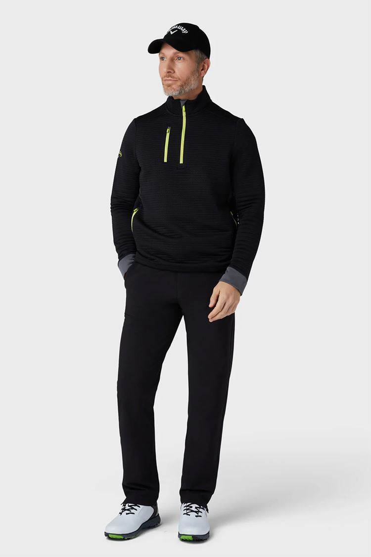 Picture of Callaway zns Men's Midweight Textured Quarter Zip - Caviar / Yellow Plum