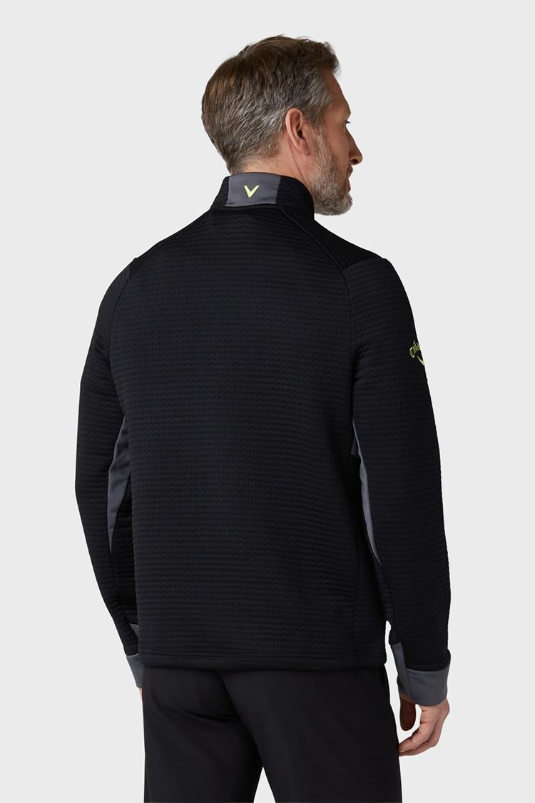 Picture of Callaway zns Men's Midweight Textured Quarter Zip - Caviar / Yellow Plum
