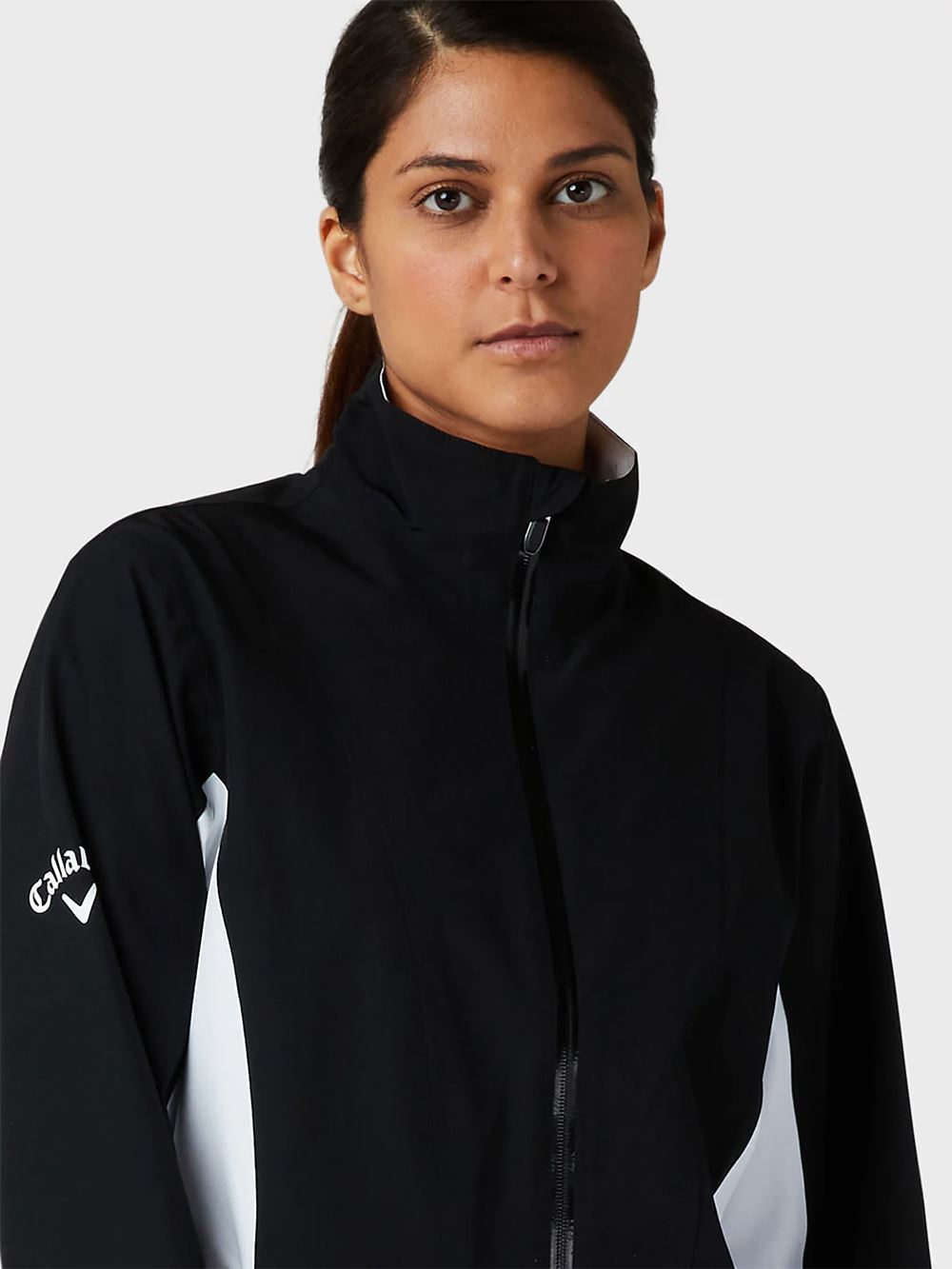 Picture of Callaway zns Ladies Liberty Waterproof Jacket - Brilliant White / Caviar