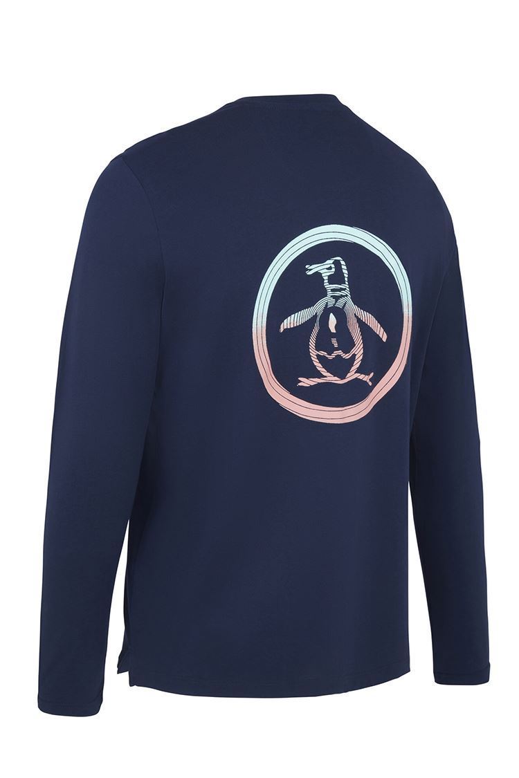 Picture of Original Penguin Men's Long Sleeve Trademark Graphic Crew Tee - Black Iris