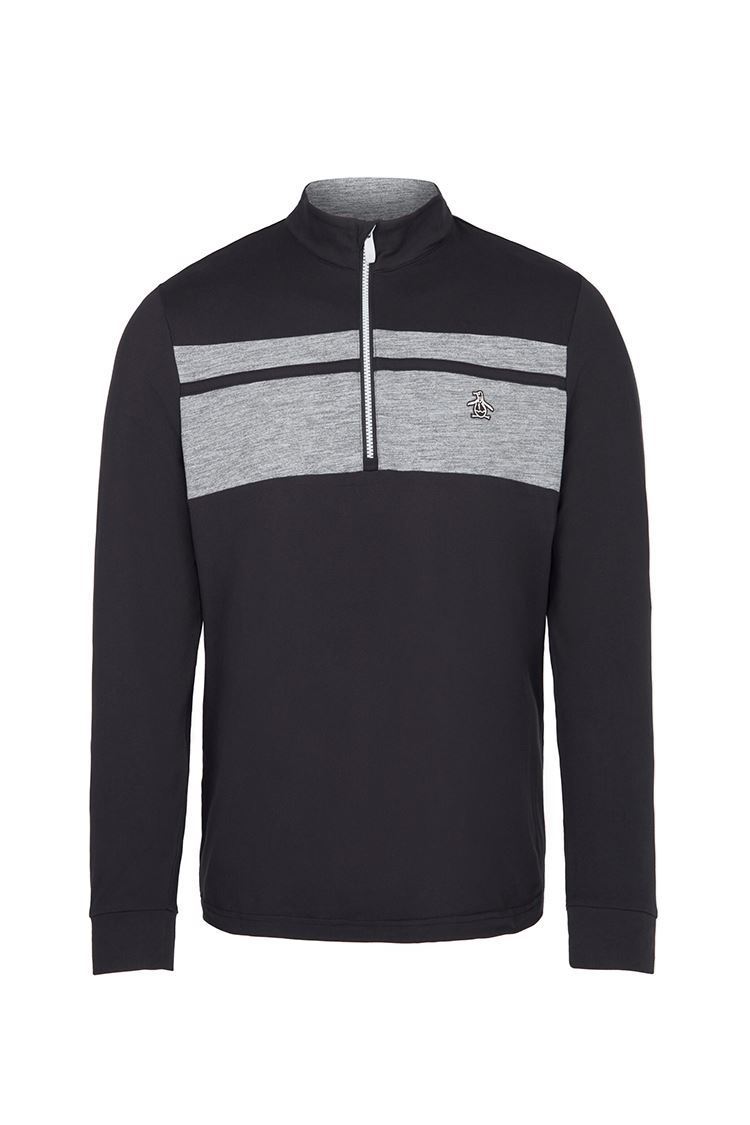Picture of Original Penguin Men's Heritage Quarter Zip Pullover - Caviar 001