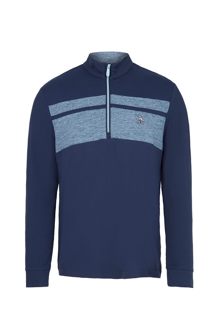 Picture of Original Penguin Men's Heritage Quarter Zip Pullover - Black Iris 417