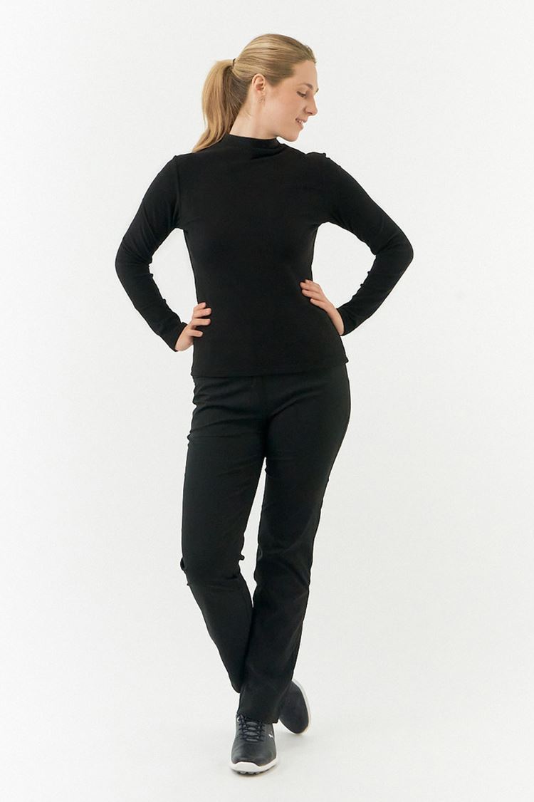 Picture of Pure Golf Ladies Fern Super Soft Mini Mock Neck Top - Black
