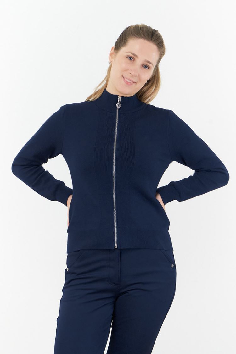 Picture of Pure Golf Ladies Blair Full Zip Lined Cardigan - Navy
