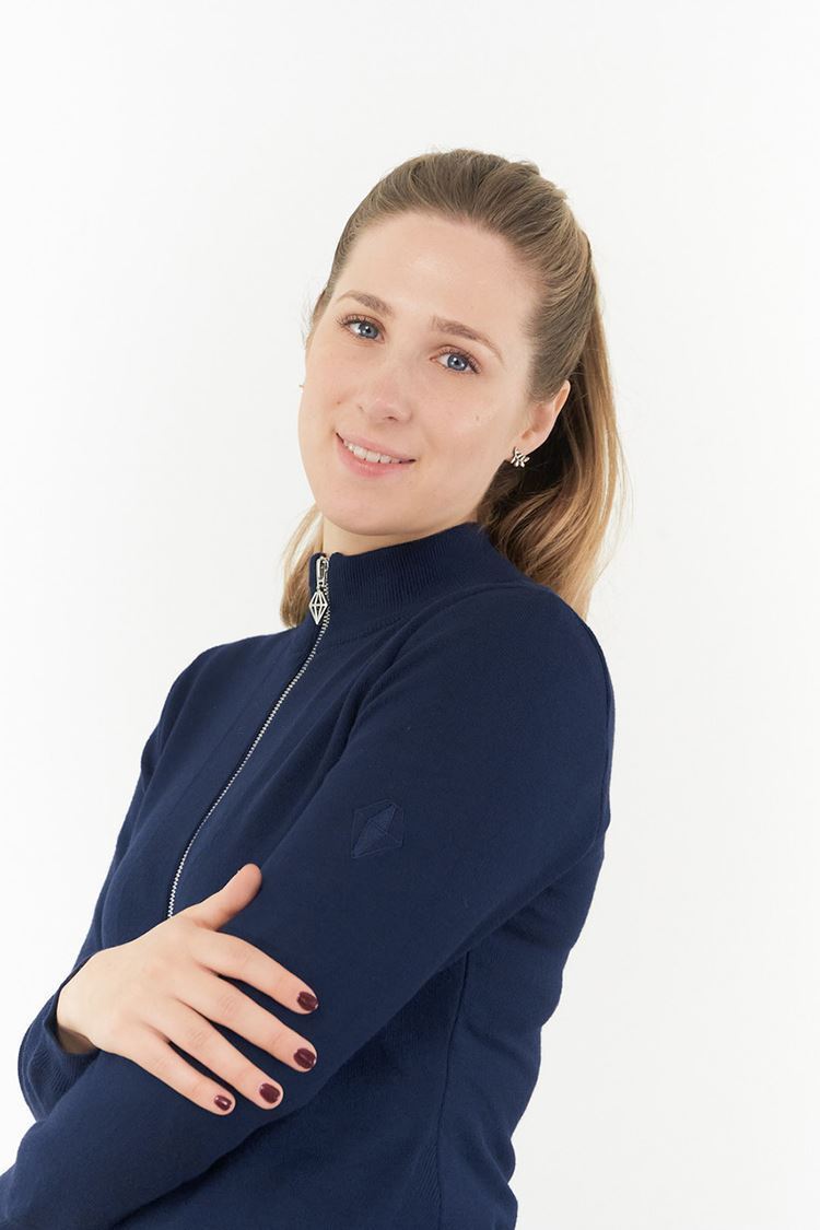 Picture of Pure Golf Ladies Blair Full Zip Lined Cardigan - Navy