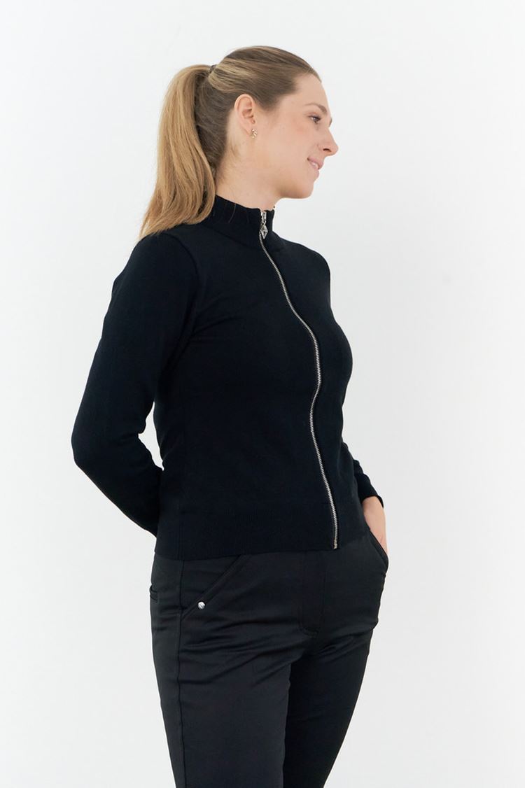 Picture of Pure Golf Ladies Blair Full Zip Lined Cardigan - Black (MEDIUM ONLY)