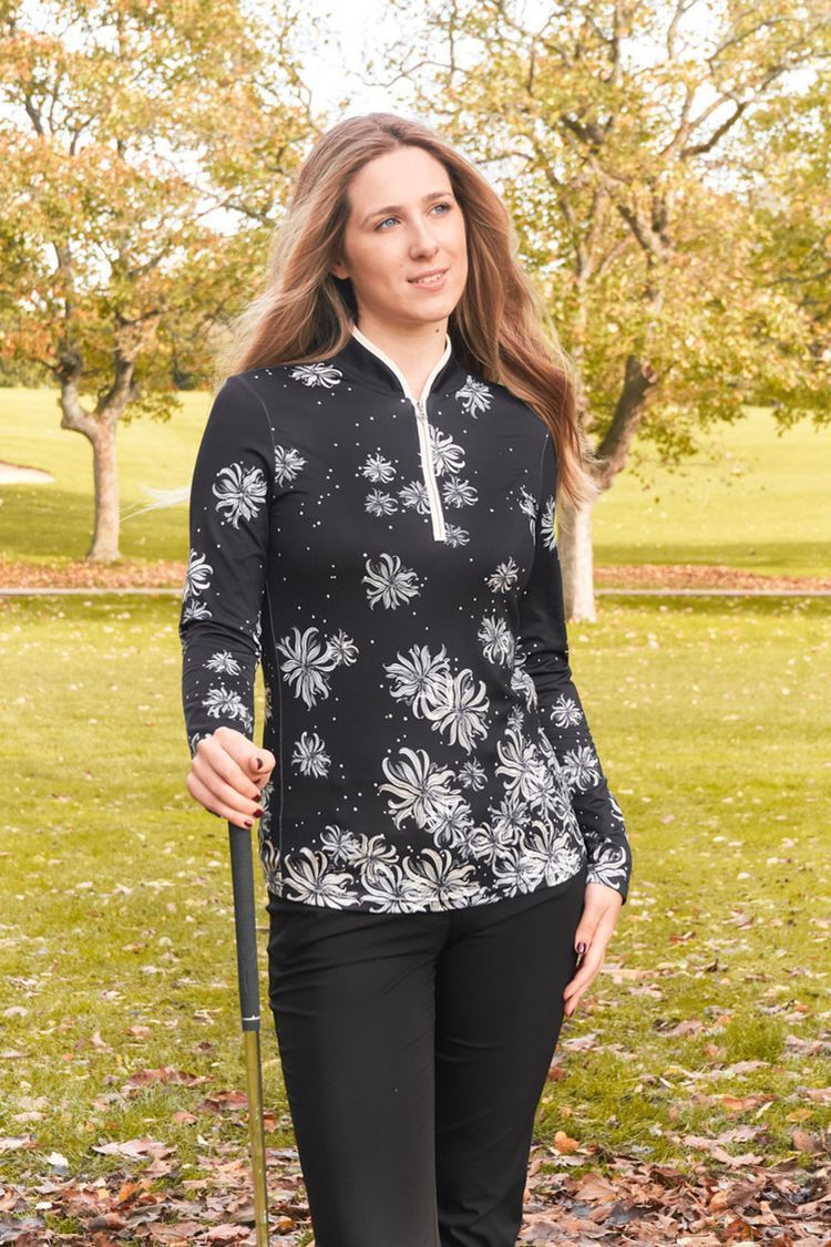 Picture of Pure Golf Ladies Carmine Long Sleeve Zip Top - Champagne Orchid