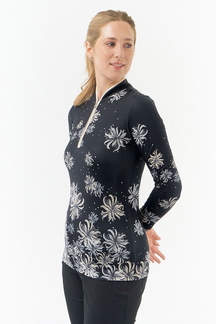 Picture of Pure Golf Ladies Carmine Long Sleeve Zip Top - Champagne Orchid