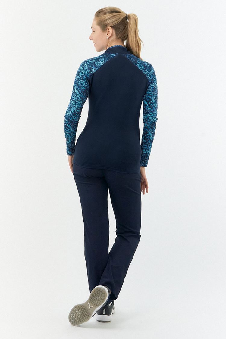 Picture of Pure Golf Ladies Maple Long Sleeve Zip Top - Tourmaline Leopard - XS Only