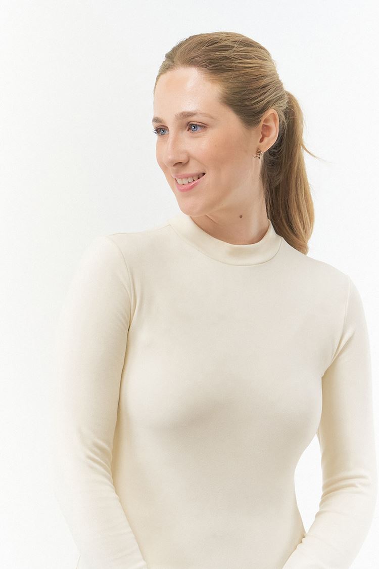 Picture of Pure Golf Ladies Fern Super Soft Mini Mock Neck Top - Champagne